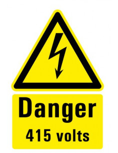 Gevaarsticker "Danger 415 Volts" 150 x 100 mm
