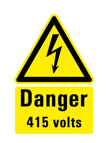 Gevaarsticker "Danger 415 Volts" 150 x 100 mm