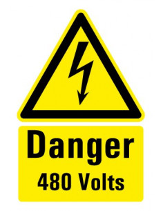 Gevaarsticker "Danger 480 Volts" 150 x 100 mm