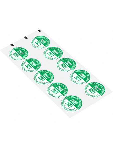 Keuringssticker met 2 jaartallen, 35 mm, 10 stuks per vel