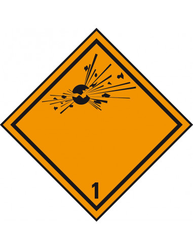 ADR klasse 1 sticker explosieve stoffen zeewaterbestendig, oranje, explosie symbool