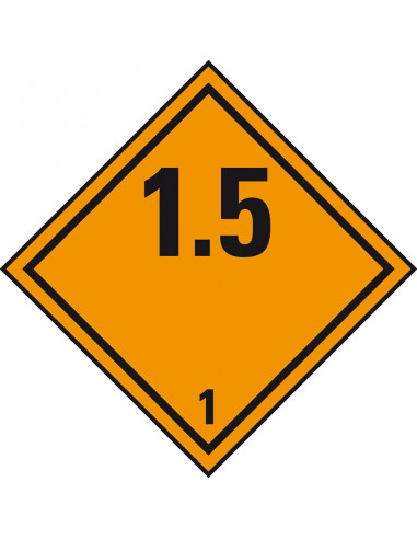 ADR klasse 1.5 sticker, zelfklevend papier, 1000 op rol, oranje zwart, vierkant