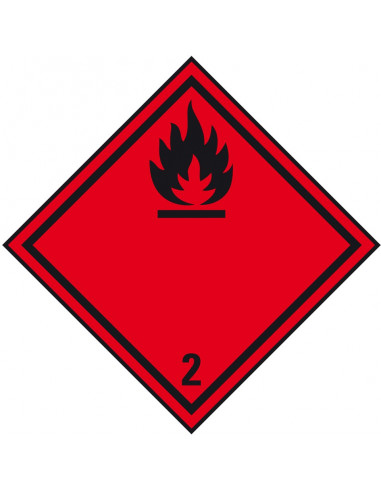 ADR sticker klasse 2.1 ‘Brandbare gassen’ zeewaterbestendig op rol (500 stuks)