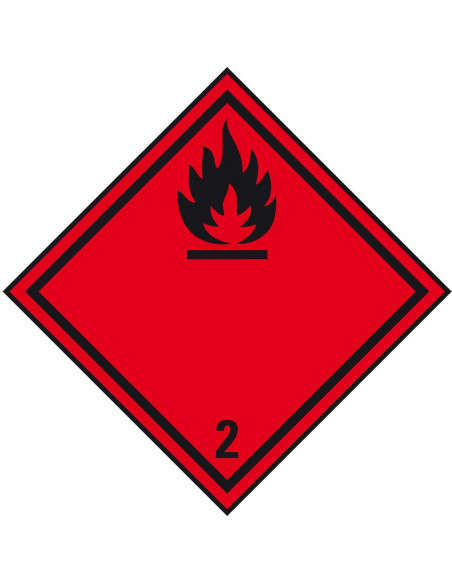 ADR sticker klasse 2.1 ‘Brandbare gassen’ zeewaterbestendig op rol (500 stuks)