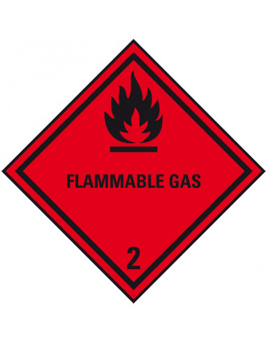 ADR klasse 2.1 sticker brandbare gassen met tekst, zeewaterbestendig