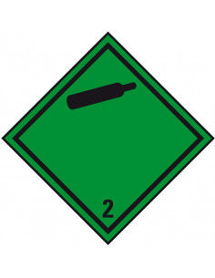 ADR klasse 2.2 sticker niet brandbaar gas, ruit, groen zwart, niet brandbaar gas pictogram