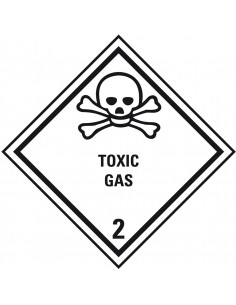 ADR klasse 2.3 sticker giftig gas met tekst, zeewaterbestendig, ruit, wit zwart, doodshoofd pictogram