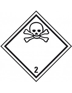 ADR klasse 2.3 sticker giftig gas, ruit, wit zwart, doodshoofd pictogram