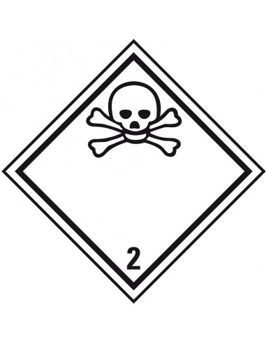 ADR klasse 2.3 sticker giftig gas, ruit, wit zwart, doodshoofd pictogram