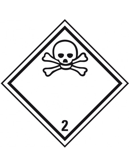 ADR klasse 2.3 sticker giftig gas, ruit, wit zwart, doodshoofd pictogram
