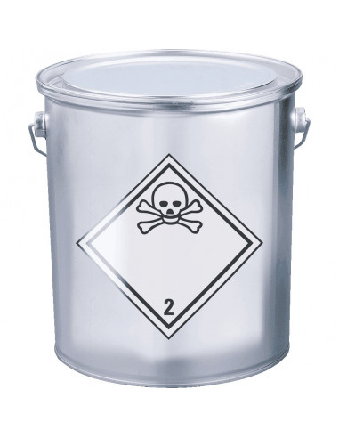 ADR klasse 2.3 sticker giftig gas, ruit, wit zwart, doodshoofd pictogram, voorbeeld