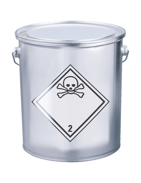 ADR klasse 2.3 sticker giftig gas, ruit, wit zwart, doodshoofd pictogram, voorbeeld