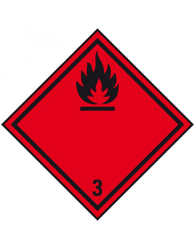 ADR klasse 3 sticker, zelfklevend papier, 1000 op rol, rood zwart, vierkant