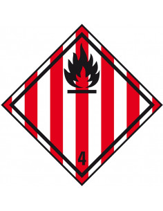 ADR klasse 4.1 sticker brandbare vaste stoffen, ruit, rood wit zwart, vlam pictogram