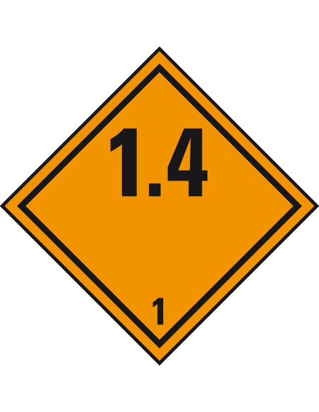 ADR klasse 1.4 sticker, zelfklevend papier, 1000 op rol, oranje zwart, vierkant