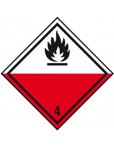 ADR klasse 4.2 sticker zelfontbrandende stoffen, rood wit zwart, ruit, vlam pictogram