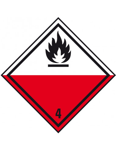 ADR klasse 4.2 sticker zelfontbrandende stoffen, rood wit zwart, ruit, vlam pictogram