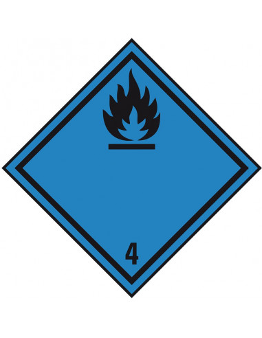 ADR klasse 4.3 sticker, zelfklevend papier, 1000 op rol, blauw zwart, vierkant