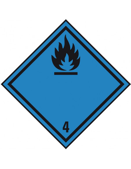 ADR klasse 4.3 sticker, zelfklevend papier, 1000 op rol, blauw zwart, vierkant