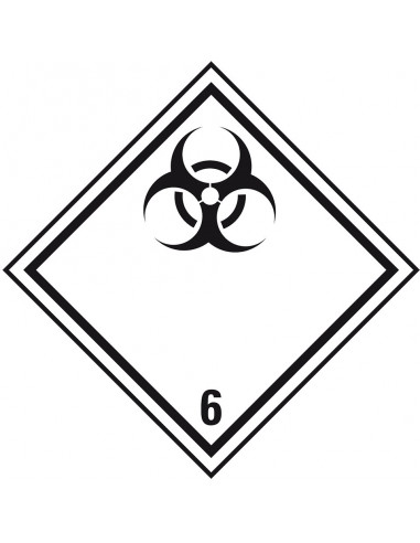 ADR klasse 6.2 sticker besmettelijke stoffen, ruit, wit zwart, besmettelijke stoffen pictogram