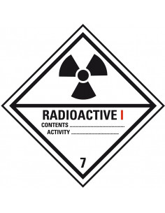 ADR klasse 7 sticker radioactief 1, wit zwart, ruit, radioactief 1