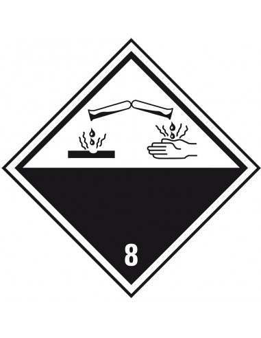 ADR klasse 8 sticker bijtende stoffen, wit zwart, ruit, pictogram bijtende stoffen