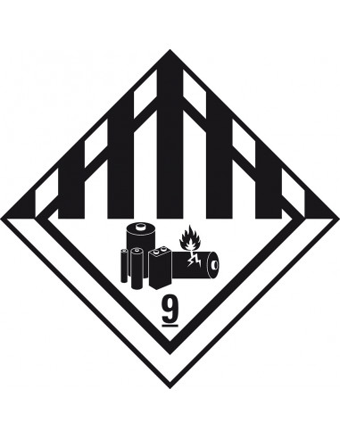 ADR klasse 9 sticker met pictogram, zelfklevend papier, 1000 op rol, zwart wit, vierkant