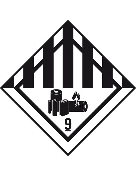 ADR klasse 9 sticker met pictogram, zelfklevend papier, 1000 op rol, zwart wit, vierkant