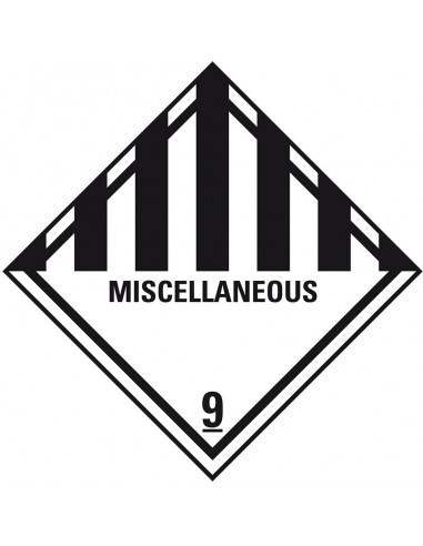 ADR sticker klasse 9 met tekst, zeewaterbestendig op rol, zwart wit, vierkant