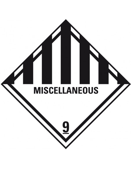 ADR sticker klasse 9 met tekst, zeewaterbestendig op rol, zwart wit, vierkant