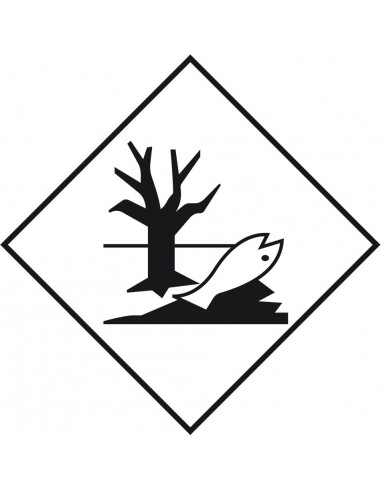 ADR sticker milieugevaarlijk, zelfklevend papier, 1000 op rol, zwart wit, vierkant