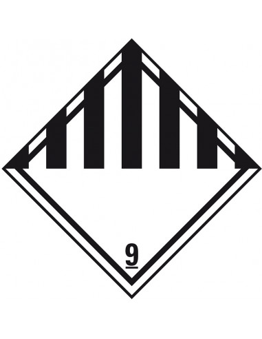 ADR klasse 9 sticker diverse gevaarlijke stoffen, zeewaterbestendig, ruit, wit zwart, strepen