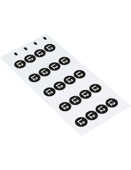 Fase L2 geleider sticker, vel, zwart wit kaart van 20 stickers
