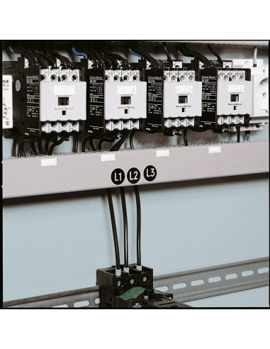 Fase L1, L2 en L3 geleider sticker, vel, zwart wit