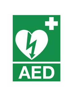 AED bord met tekst, kunststof, rechthoek, groen wit