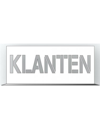 Spuitsjabloon klanten - dibond - 700 x 300 mm, wit, tekst klanten, rechthoekig