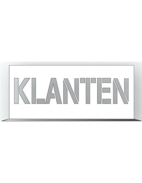 Spuitsjabloon klanten - dibond - 700 x 300 mm, wit, tekst klanten, rechthoekig