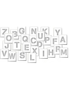 Spuitsjablonen alfabet A-Z - 26 letters - dibond, wit, vierkant