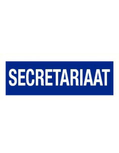 Secretariaat tekstbord, kunststof, Nederlandse tekst, blauw wit, rechthoek