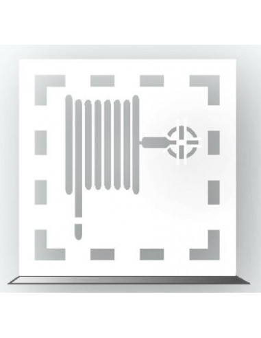 Spuitsjabloon brandslang - dibond, wit, vierkant, symbool brandslang