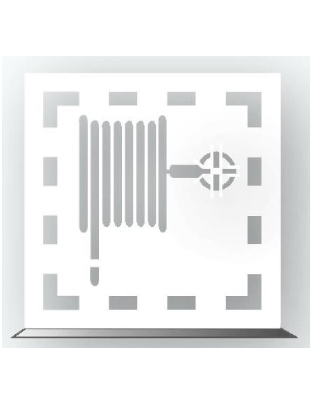 Spuitsjabloon brandslang - dibond, wit, vierkant, symbool brandslang