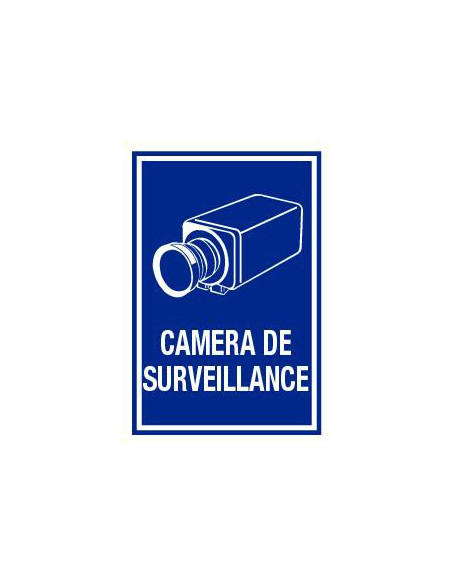 Camera de surveillance bord, kunststof, rechthoek, blauw wit, pictogram camera met tekst