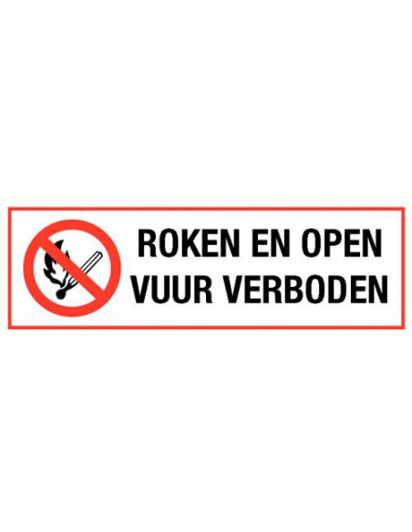 Roken en open vuur verboden bord, kunststof
