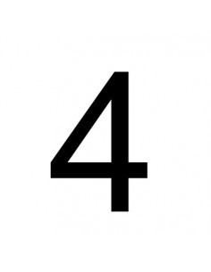 ADR cijfer 4 sticker, wit, vierkant, cijfer 4