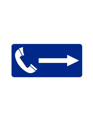 Telefoon met pijl naar rechts sticker, blauw wit