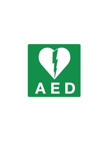 Bord met tekst AED, kunststof, groen wit, vierkant