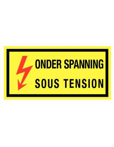 Onder spanning, sous tension bord met tekst, magnetische