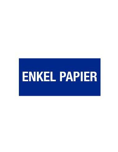 Enkel papier sticker, rechthoek, blauw wit, tekst enkel papier