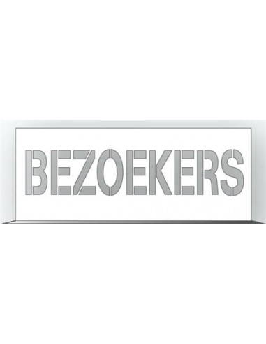 Spuitsjabloon bezoekers - dibond - 1000 x 300 mm, wit met uitsparing