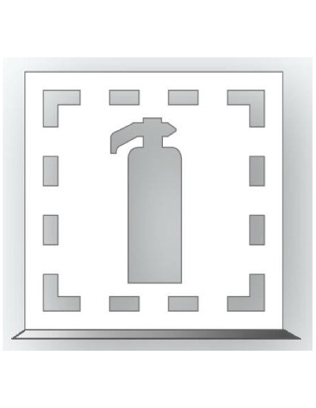 Spuitsjabloon brandblusser - dibond, wit, vierkant, symbool brandblusser